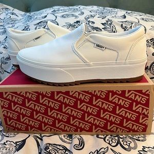 Platform white vans never worn
